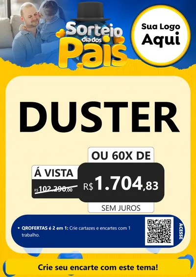 Modelo de Cartaz para Cartaz A4 Vertical com o tema Sorteio Dia Dos Pais para Concessionaria de Carros