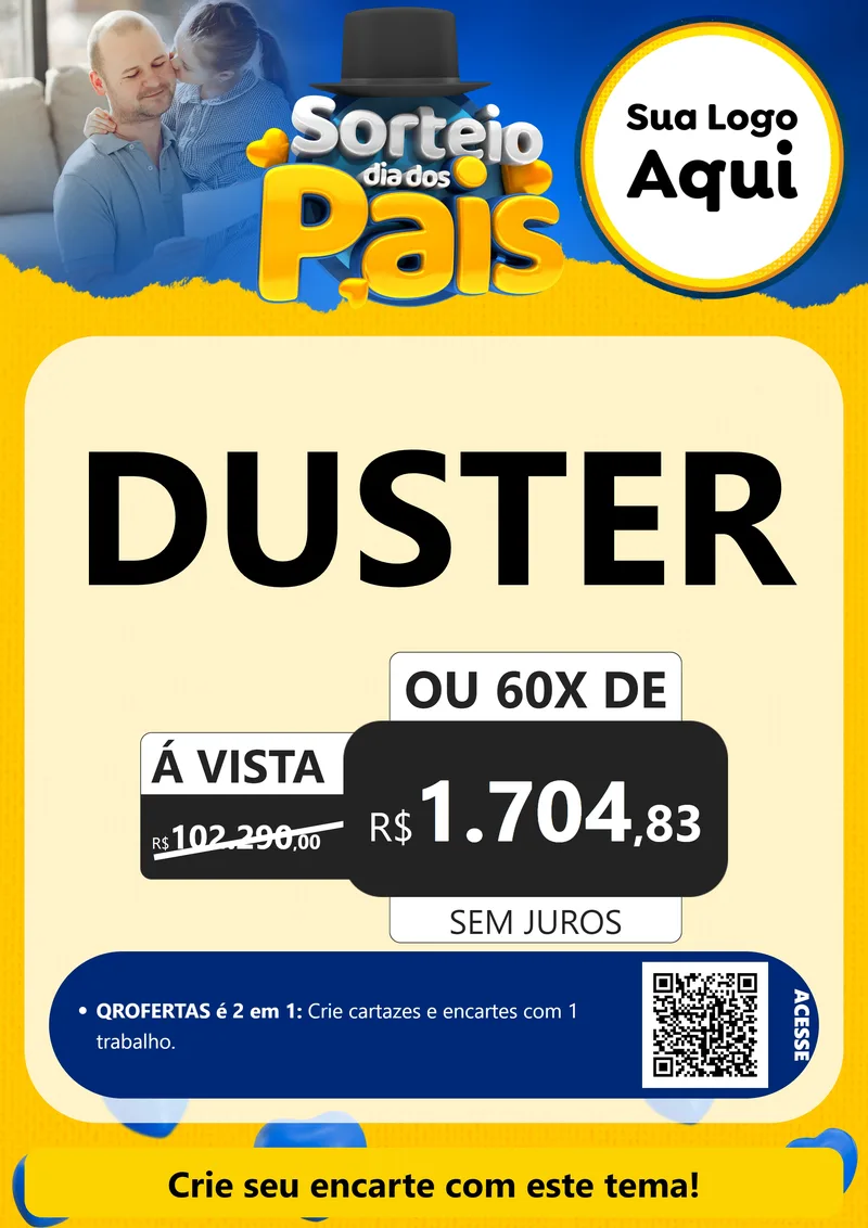 Modelo de Cartaz para Cartaz A4 Vertical com o tema Sorteio Dia Dos Pais para Concessionaria de Carros