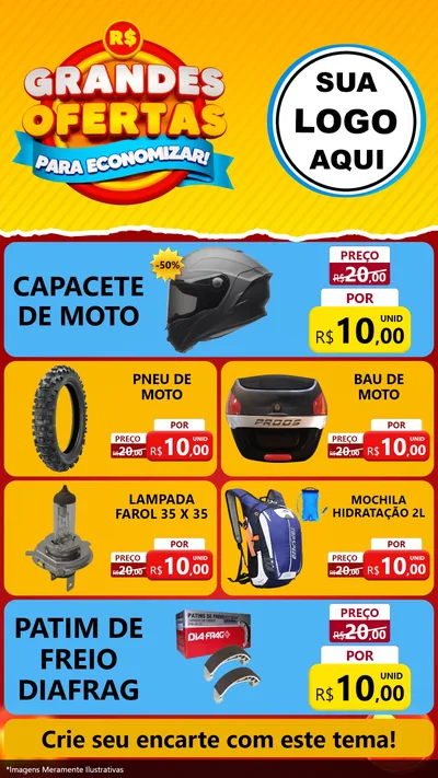 Modelo de TV para TV Vertical com o tema Grandes Ofertas Para Economizar! para Moto peças