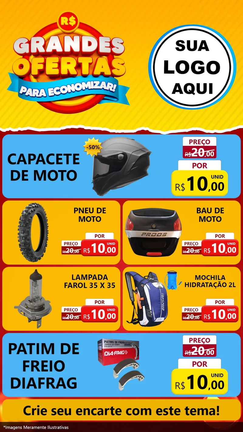 Modelo de TV para TV Vertical com o tema Grandes Ofertas Para Economizar! para Moto peças