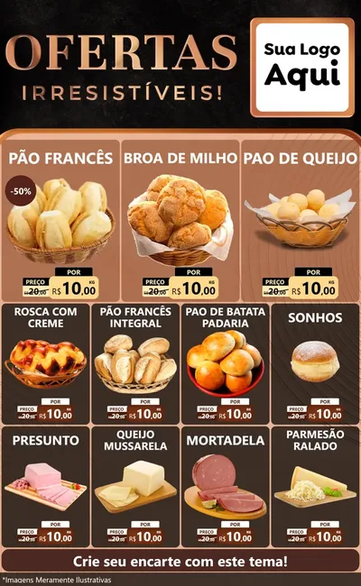 Modelo de Encarte para Encarte Grande com o tema Ofertas Irresistíveis! para Padaria