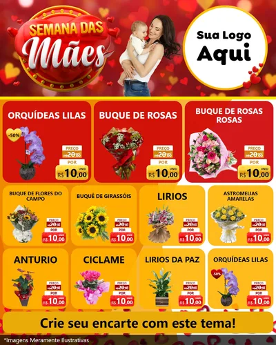 Modelo de Rede Social para Feed Instagram com o tema Semana das Mães para Floricultura e jardim