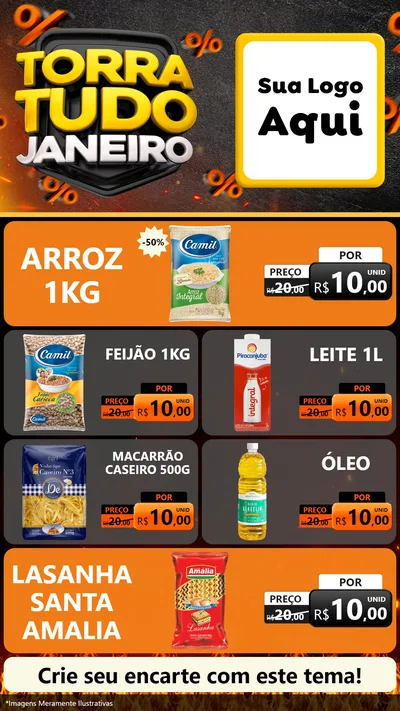 Modelo de TV para TV Vertical com o tema Torra Tudo Janeiro para Supermercado