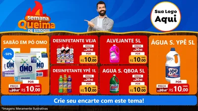 Modelo de TV para TV Horizontal com o tema Semana Queima de Estoque para Produtos de Limpeza