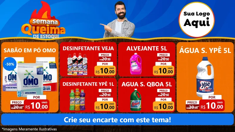 Modelo de TV para TV Horizontal com o tema Semana Queima de Estoque para Produtos de Limpeza
