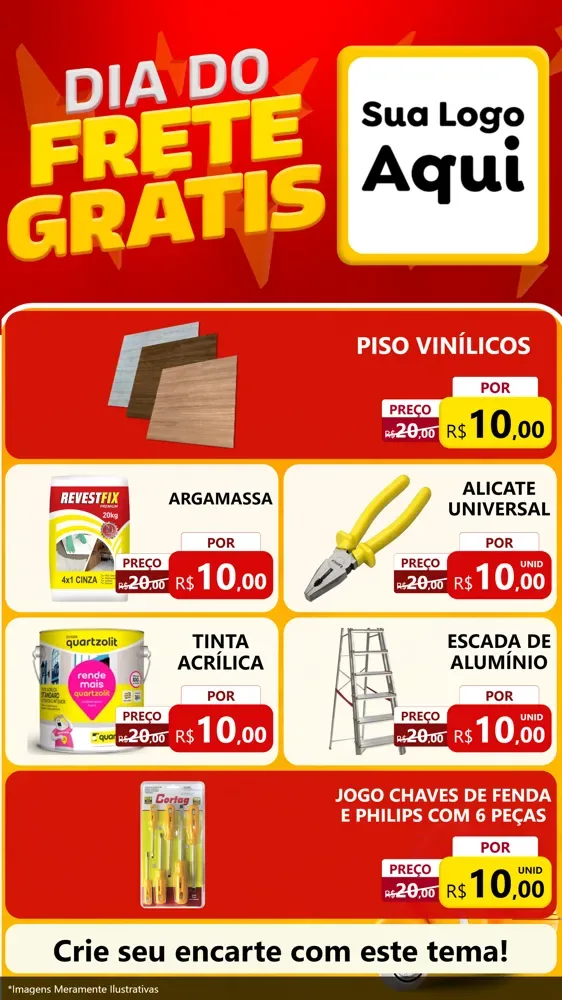 Modelo de TV para TV Vertical com o tema Dia do Frete Grátis para Material para Construção