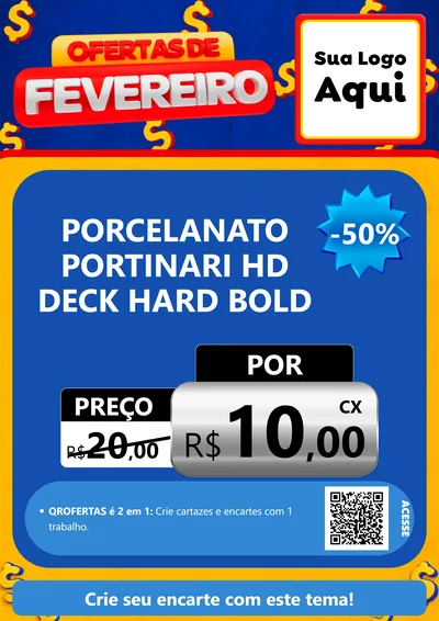 Modelo de Cartaz para Cartaz A4 Vertical com o tema Ofertas de Fevereiro para Pisos e revestimentos