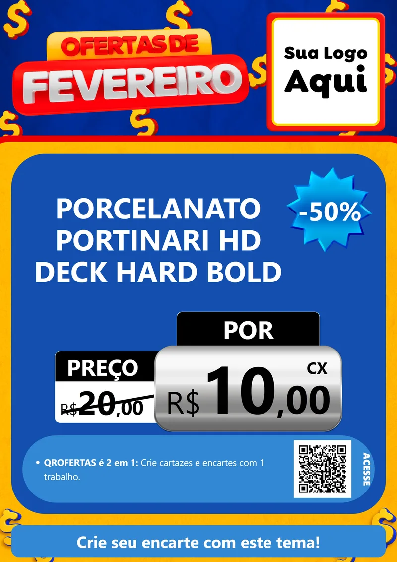 Modelo de Cartaz para Cartaz A4 Vertical com o tema Ofertas de Fevereiro para Pisos e revestimentos