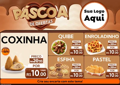Modelo de Encarte para Encarte A4 Horizontal com o tema Páscoa de Ofertas para Salgadaria