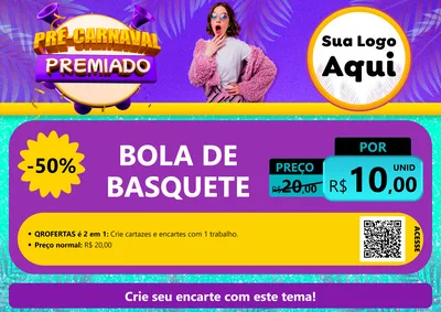 Modelo de Cartaz para Cartaz A4 Horizontal com o tema Pré-Carnaval Premiado para Artigos Esportivos