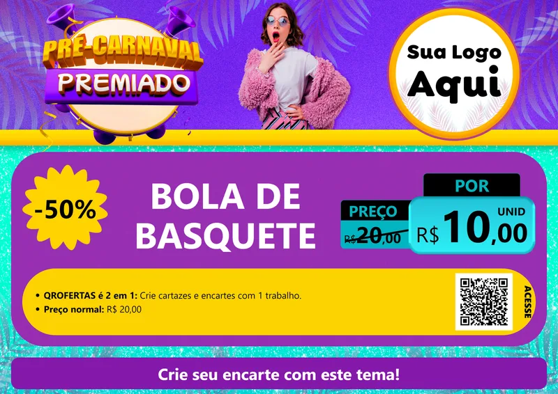 Modelo de Cartaz para Cartaz A4 Horizontal com o tema Pré-Carnaval Premiado para Artigos Esportivos