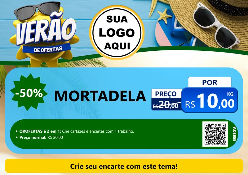 Modelo de Cartaz para Cartaz A4 Horizontal com o tema Verão de Ofertas para Frios e Laticínios