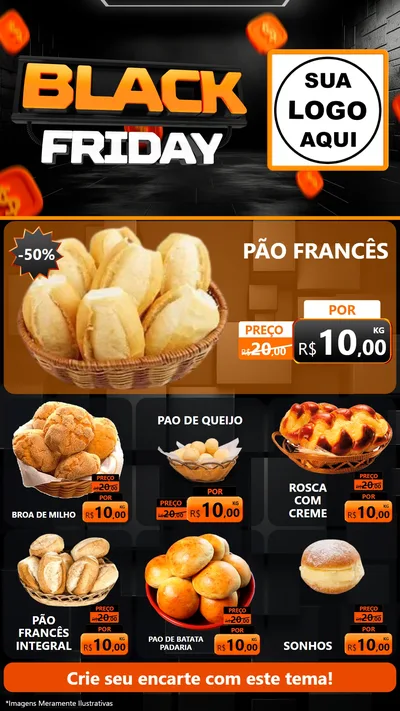 Modelo de Rede Social para Stories com o tema Black Friday para Padaria