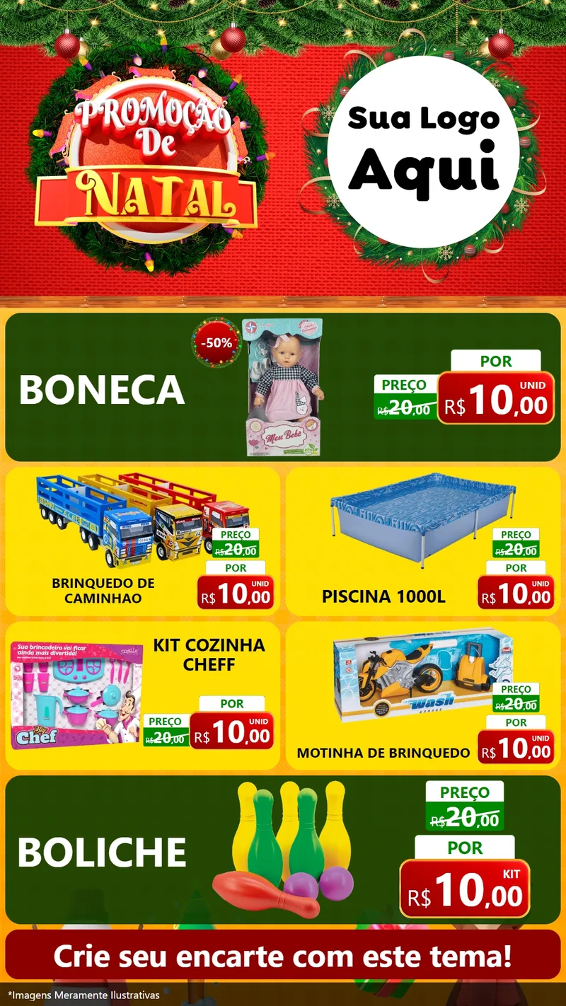 Modelo de TV para TV Vertical com o tema Promoção de Natal para Brinquedos