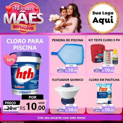 Modelo de Rede Social para Feed Facebook com o tema Mês das Mães Imperdível para Produtos para Piscina