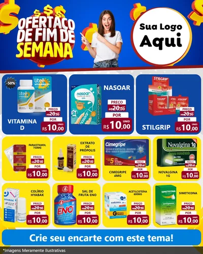 Modelo de Rede Social para Feed Instagram com o tema Ofertaço de Fim de Semana para Farmácia