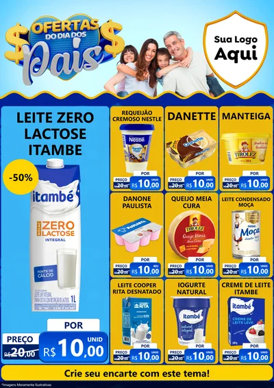 Modelo de Encarte para Encarte A4 Vertical com o tema Ofertas do Dia dos Pais para Frios e Laticínios