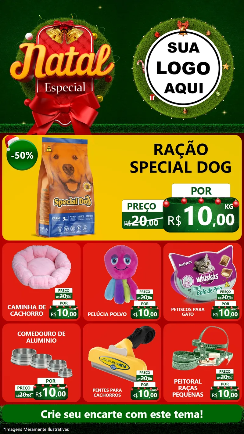 Modelo de Rede Social para Stories com o tema Natal Especial para Pet Shop