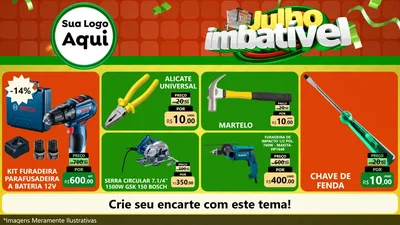 Modelo de TV para TV Horizontal com o tema Julho Imbatível para Maquinas e Ferramentas