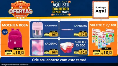 Modelo de TV para TV Horizontal com o tema Sábado de Ofertas Imperdíveis para Papelaria