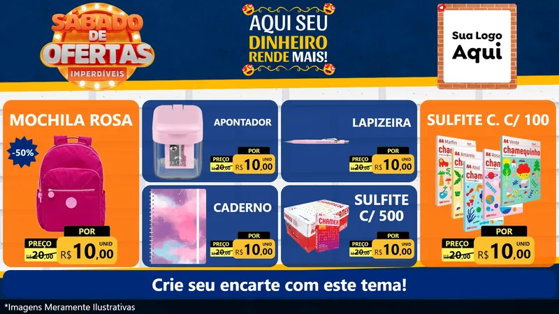 Modelo de TV para TV Horizontal com o tema Sábado de Ofertas Imperdíveis para Papelaria