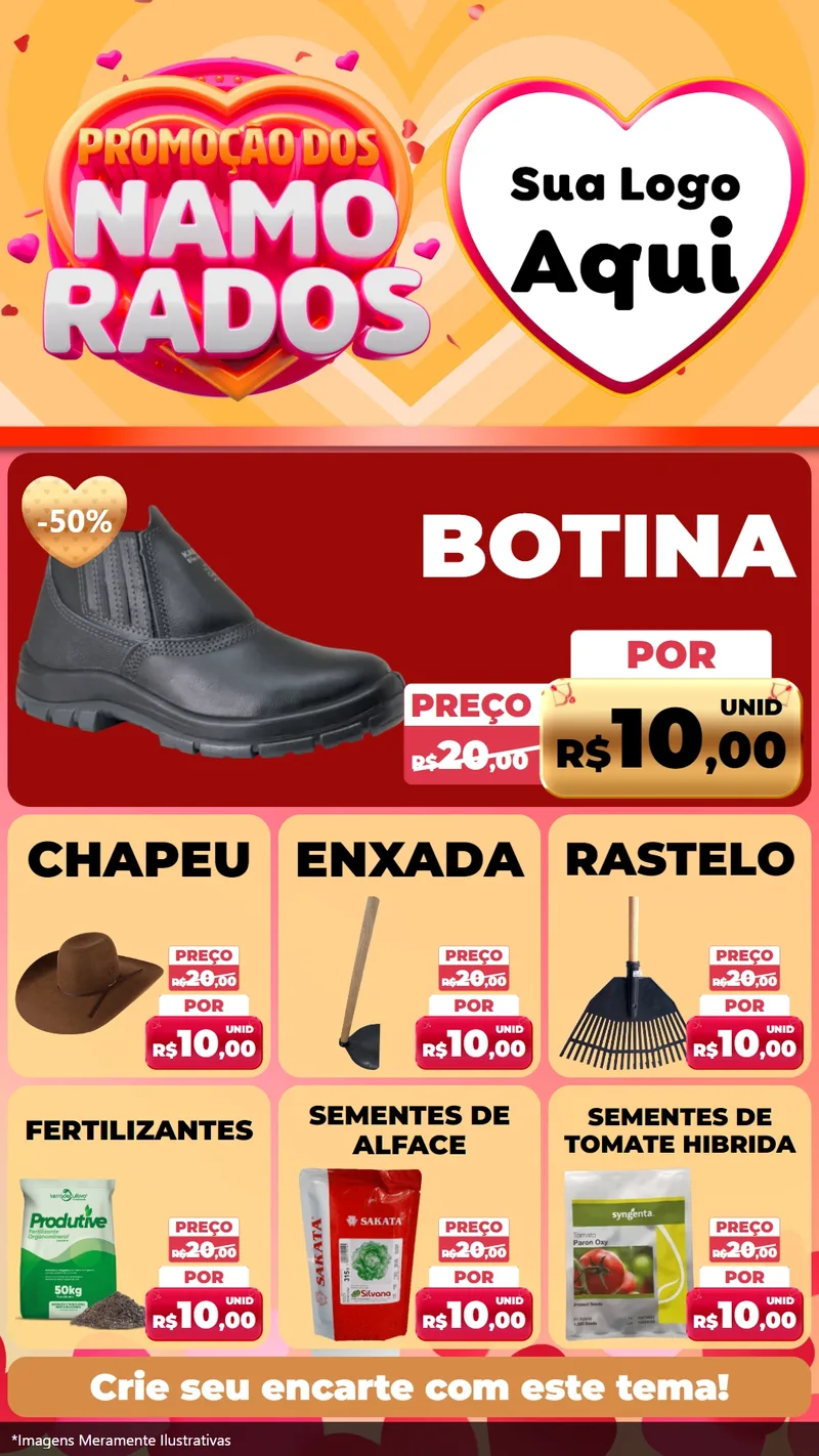 Modelo de Rede Social para Stories com o tema Promoção dos Namorados para Agropecuária