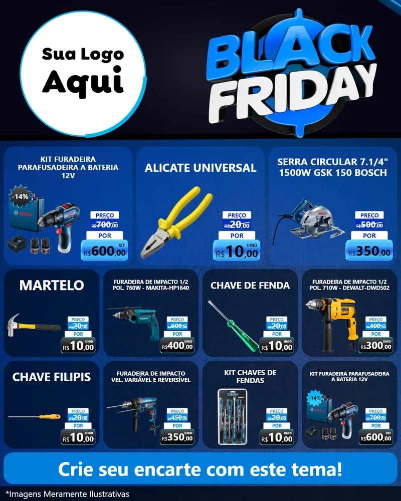 Modelo de Rede Social para Feed Instagram com o tema Black Friday para Maquinas e Ferramentas