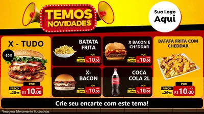 Modelo de TV para TV Horizontal com o tema Temos Novidades para Hamburgueria
