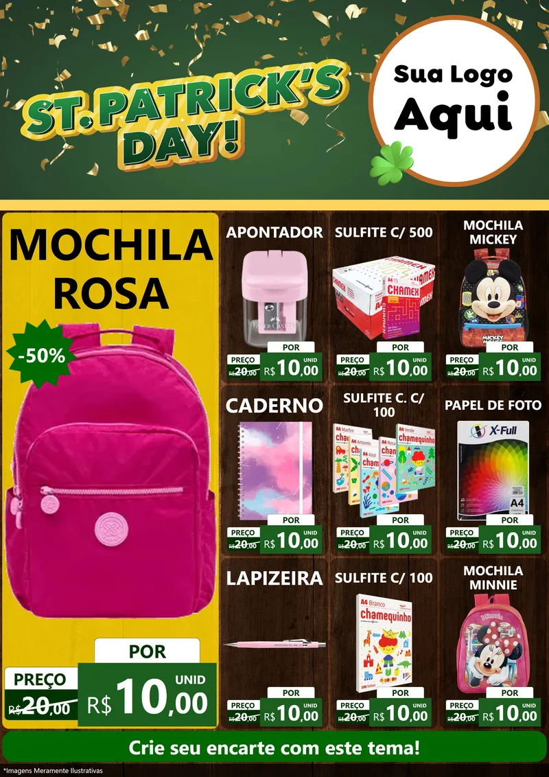 Modelo de Encarte para Encarte A4 Vertical com o tema St Patriks Day para Papelaria