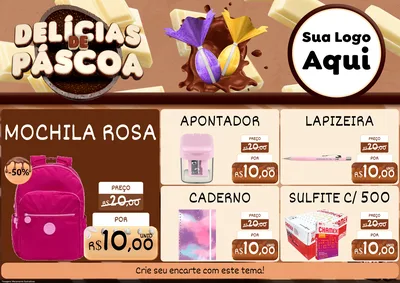 Modelo de Encarte para Encarte A4 Horizontal com o tema Delícias de Páscoa para Papelaria