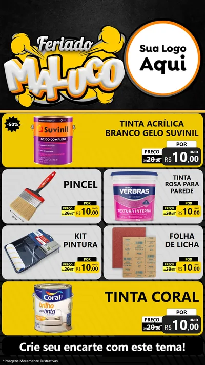 Modelo de TV para TV Vertical com o tema Feriado Maluco para Tintas e Ferramentas