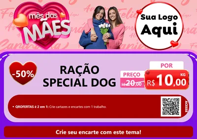 Modelo de Cartaz para Cartaz A4 Horizontal com o tema Mês Das Mães para Pet Shop