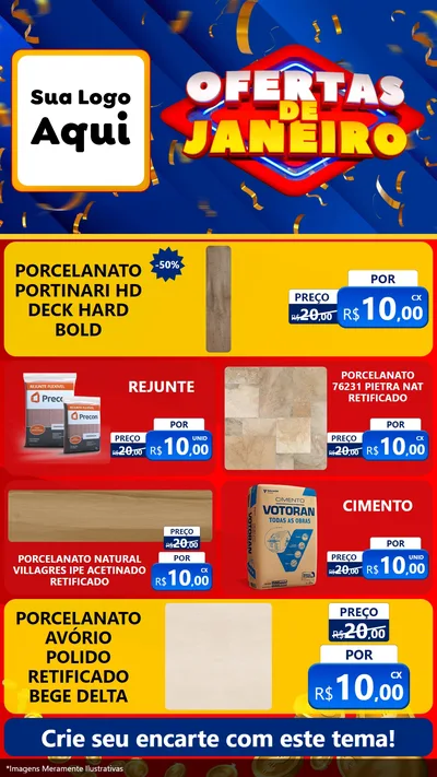 Modelo de TV para TV Vertical com o tema Ofertas de Janeiro para Pisos e revestimentos