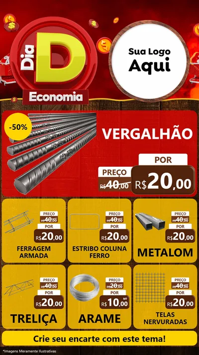 Modelo de Rede Social para Stories com o tema Dia D Economia para Ferragens