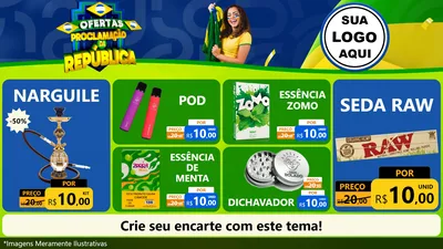 Modelo de TV para TV Horizontal com o tema Ofertas Proclamação da República para Tabacaria
