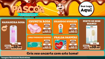 Modelo de TV para TV Horizontal com o tema Páscoa Fantástica para Bebês