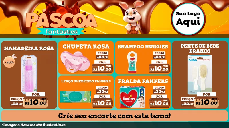Modelo de TV para TV Horizontal com o tema Páscoa Fantástica para Bebês
