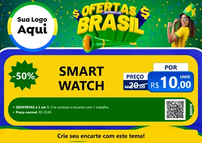 Modelo de Cartaz para Cartaz A4 Horizontal com o tema Ofertas Semana do Brasil para Informática