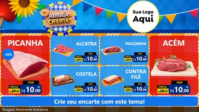 Modelo de TV para TV Horizontal com o tema Arraiá de Ofertas para Açougue