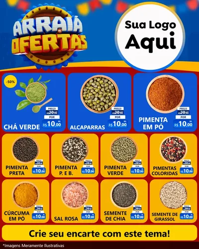 Modelo de Rede Social para Feed Instagram com o tema Arraiá de Ofertas - Junina para Produtos Naturais