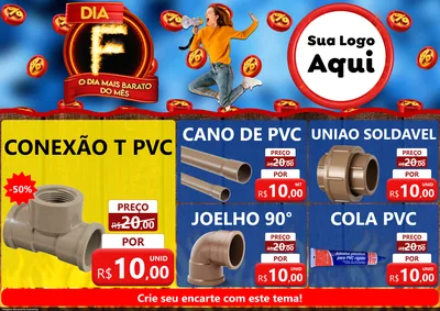 Modelo de Encarte para Encarte A4 Horizontal com o tema Dia F - O Dia Mais Barato Do Mês para Tubos e conexões