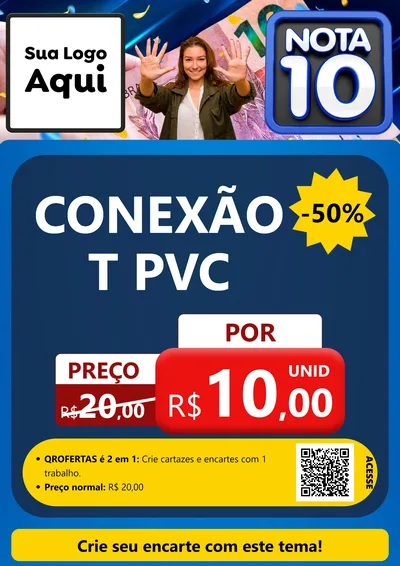 Modelo de Cartaz para Cartaz A4 Vertical com o tema Nota 10 para Tubos e conexões