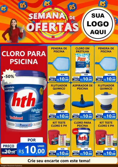 Modelo de Encarte para Encarte A4 Vertical com o tema Semana de Ofertas para Produtos para Piscina