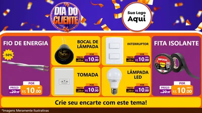 Modelo de TV para TV Horizontal com o tema Dia do Cliente para Materiais Elétricos