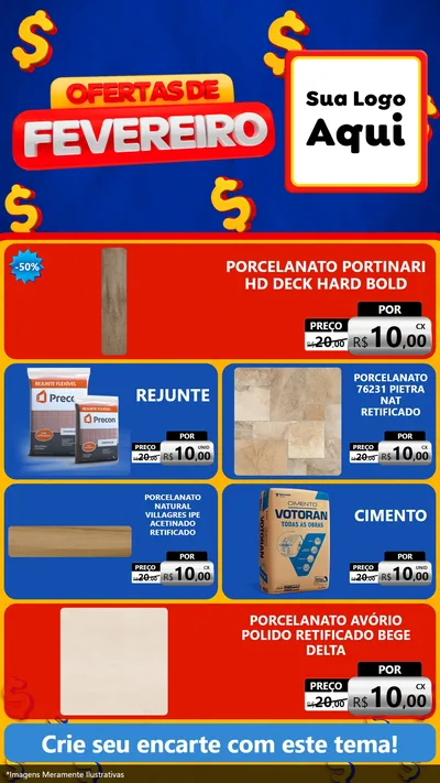 Modelo de TV para TV Vertical com o tema Ofertas de Fevereiro para Pisos e revestimentos