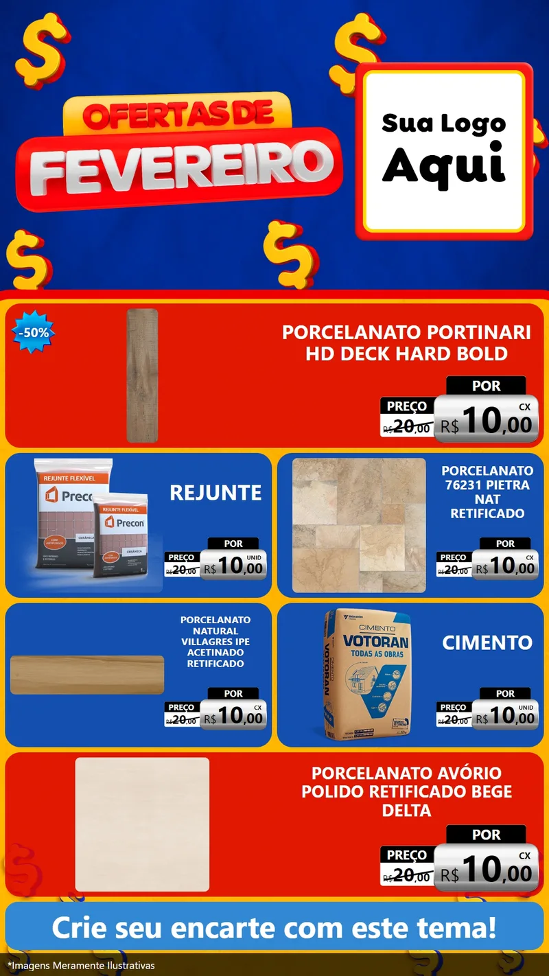 Modelo de TV para TV Vertical com o tema Ofertas de Fevereiro para Pisos e revestimentos