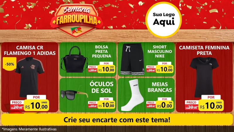 Modelo de TV para TV Horizontal com o tema Semana Farroupilha para Roupas e acessórios