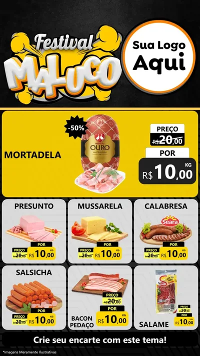 Modelo de Rede Social para Stories com o tema Festival Maluco para Frios e Laticínios