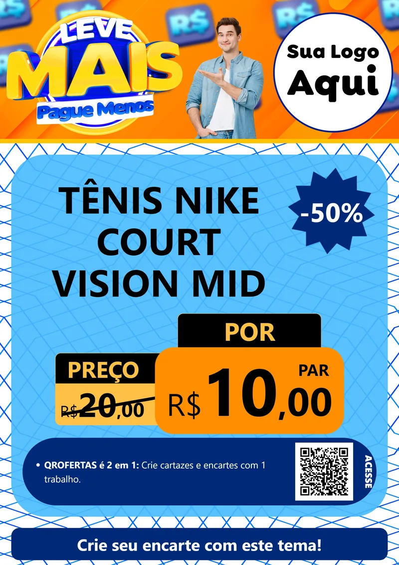 Modelo de Cartaz para Cartaz A4 Vertical com o tema Leve Mais, Pague Menos para Calçados