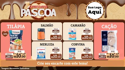 Modelo de TV para TV Horizontal com o tema Ofertas de Páscoa para Peixaria